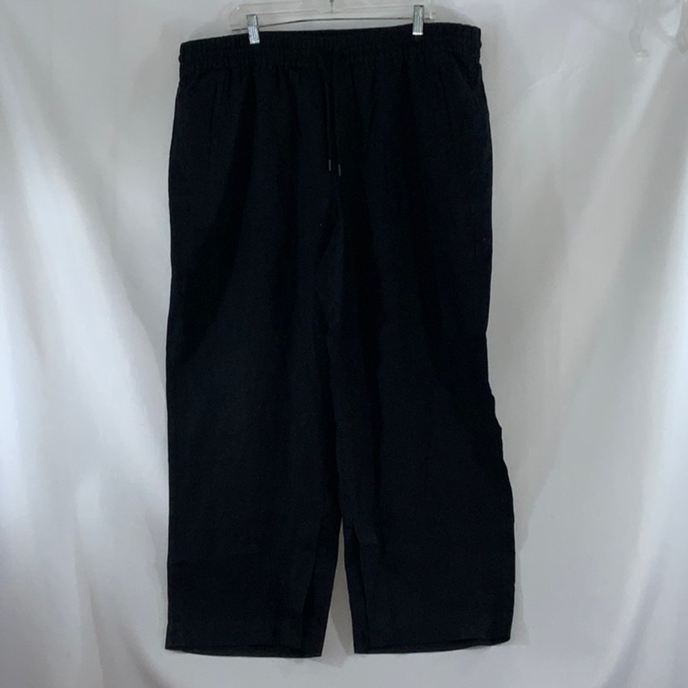 603 Athleta Retreat Linen Wide Leg Black Capri Pants with Pockets - Picture 3 of 16